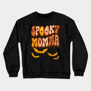Distressed Groovy Spooky Momma Halloween Bats Retro Vintage Crewneck Sweatshirt